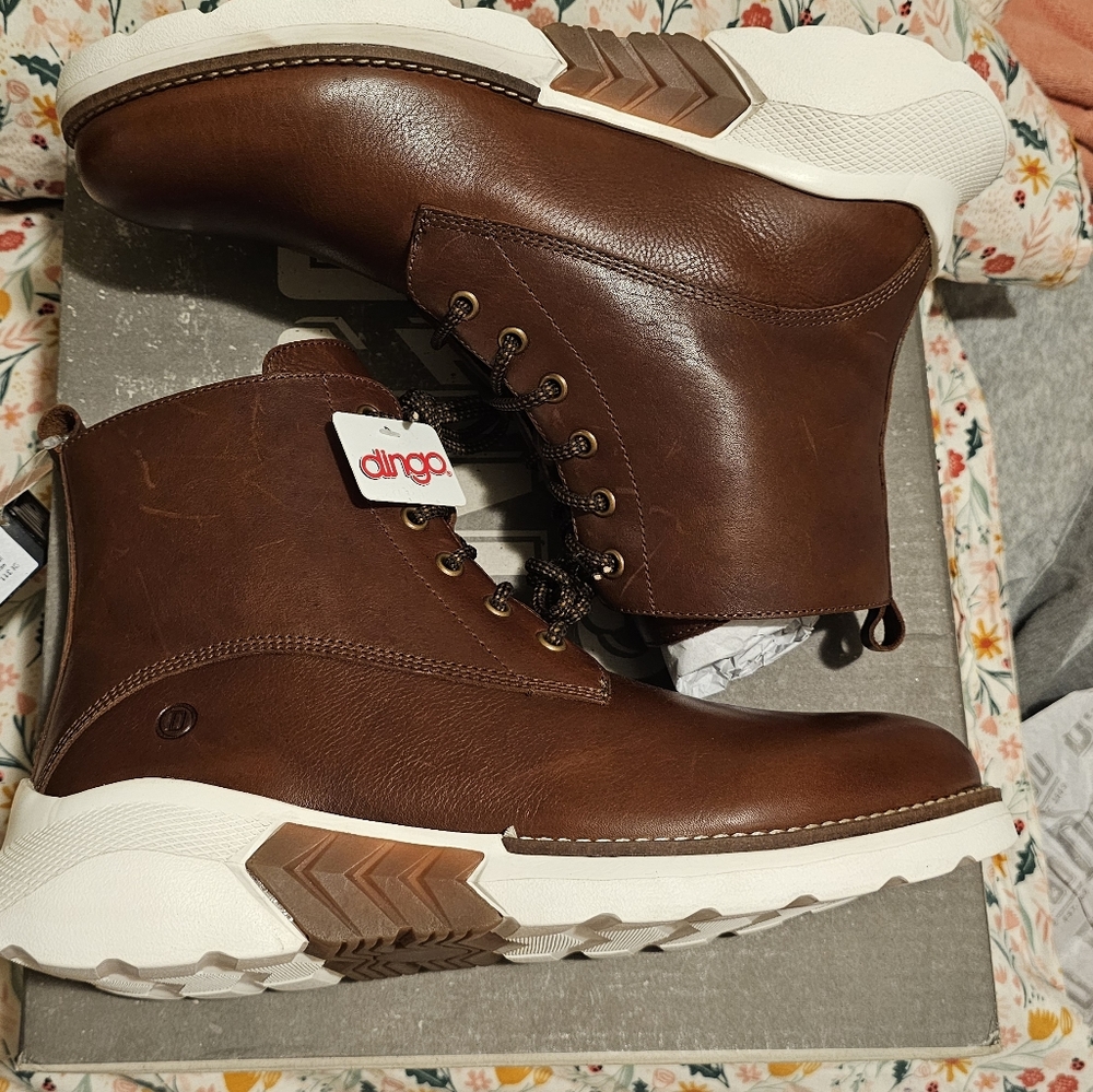 NEW Mens Brown Leather Boots - Picture 7 of 14
